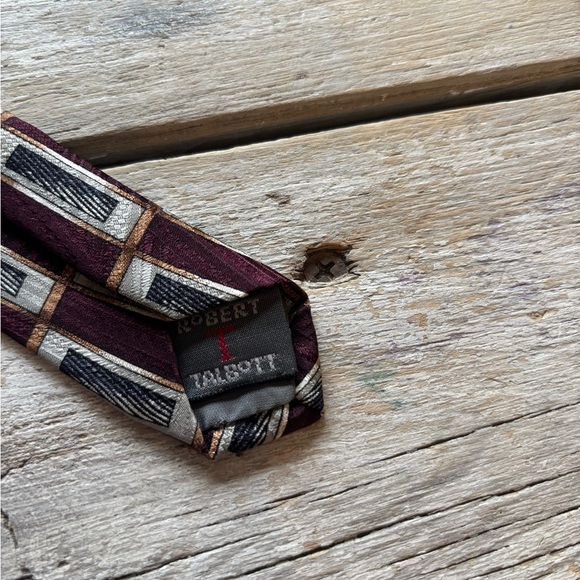 Vintage Robert Talbott Studio Britches 100% Silk Tie -Burgundy/Grey/Black EUC - Picture 8 of 10